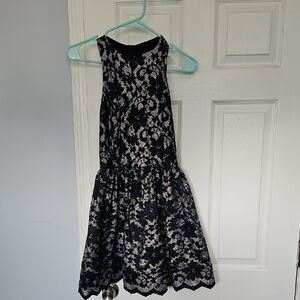 Desigb Lab Elegant Navy and Silver Lace Dress